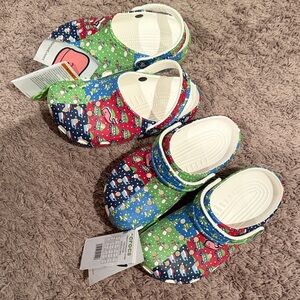Kids Vineyard vines Holiday whale patchwork Christmas crocs size 2 & 3 new